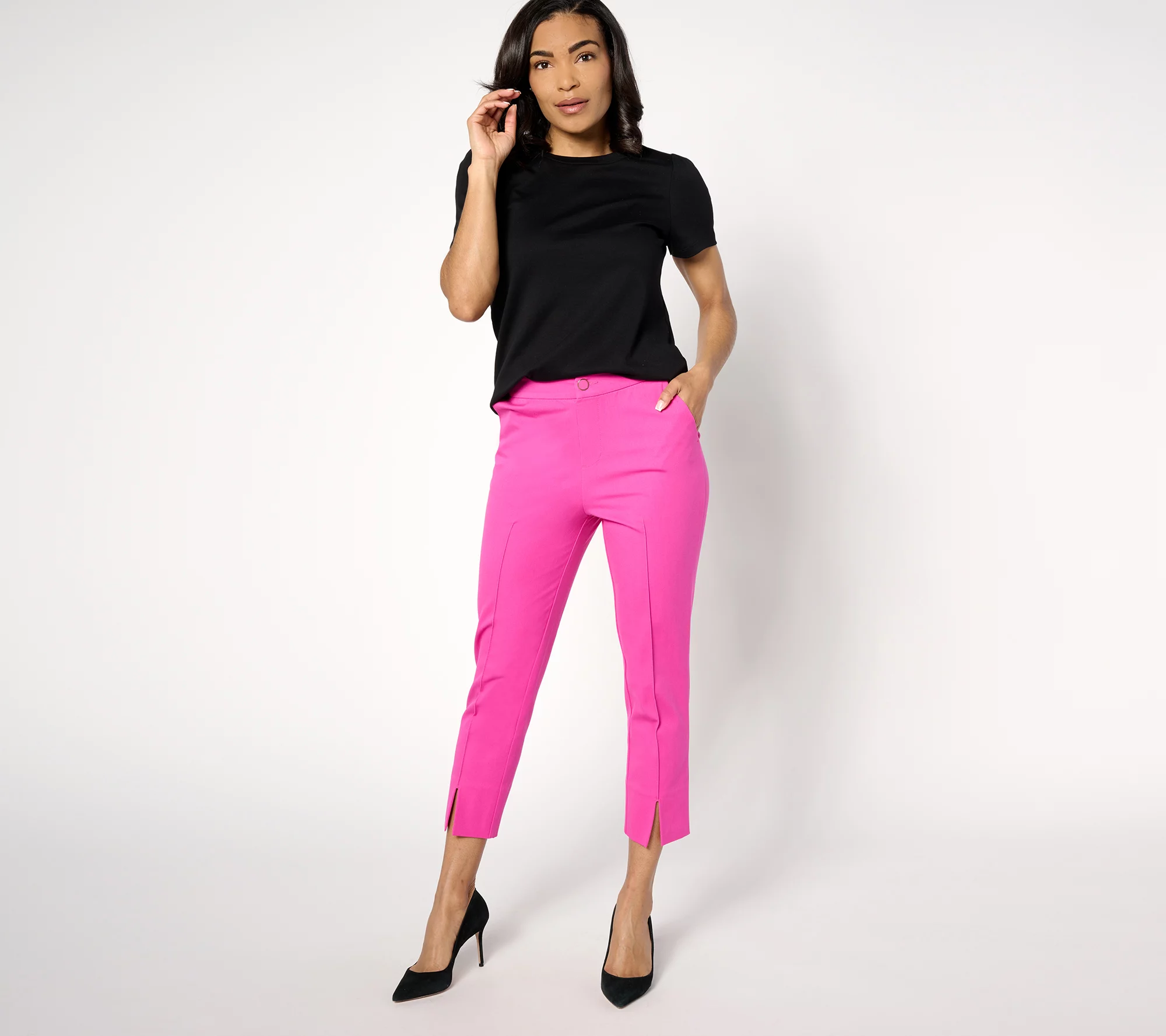 "As Is" Isaac Mizrahi Live! Petite 24/7 Stretch Slim Leg Crop Pants