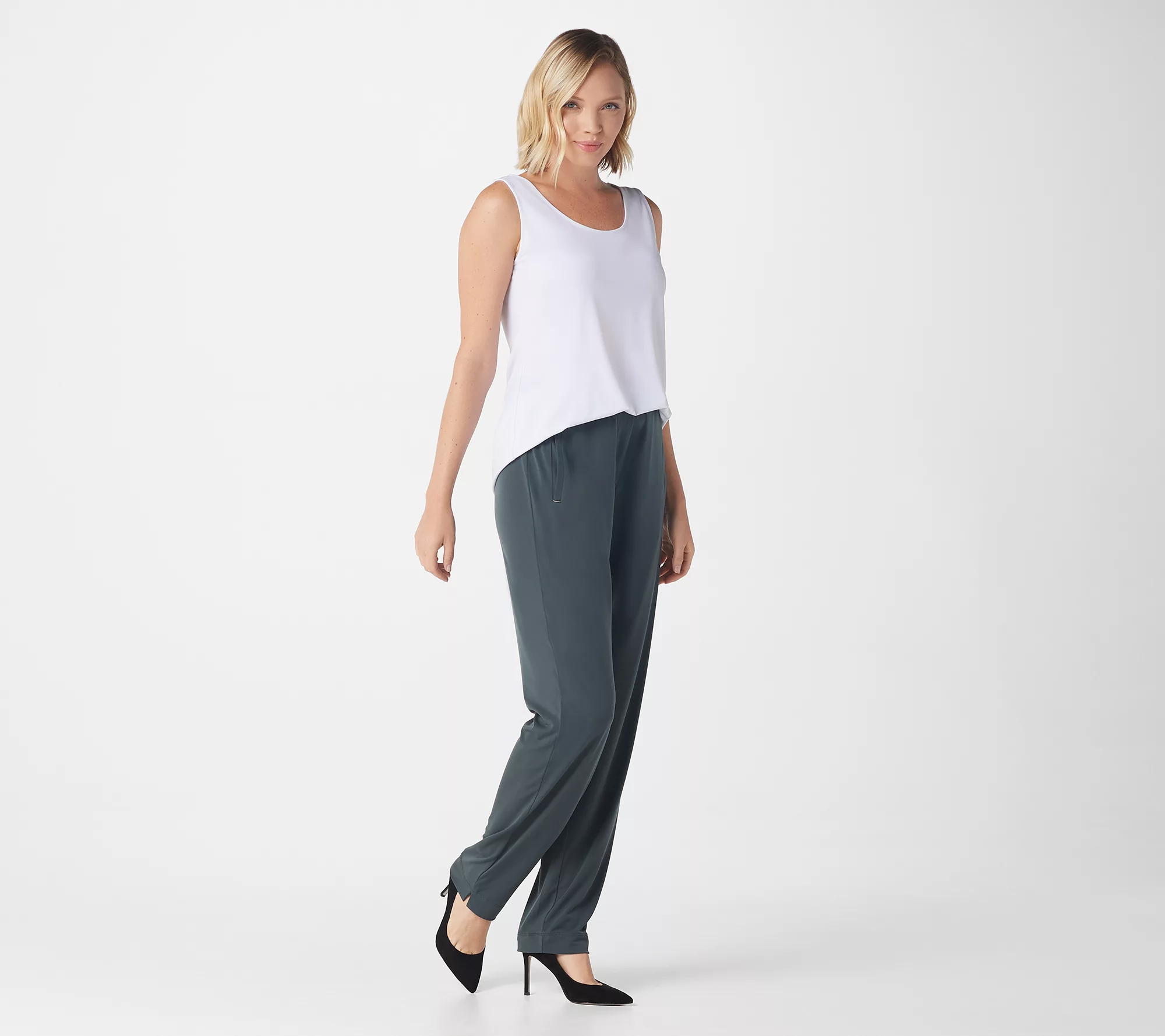 "As Is" Susan Graver Regular Liquid Knit Pull-On Slim Leg Pants