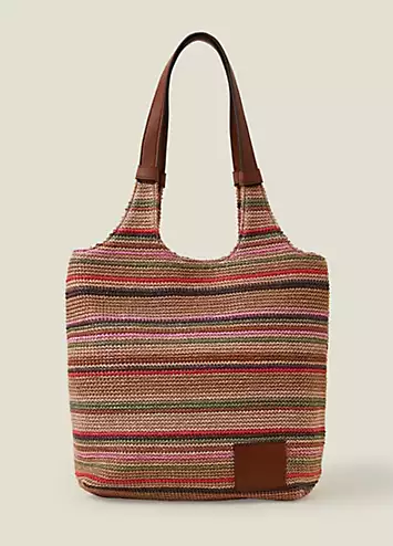 Accessorize Stripe Raffia Shoulder Bag | Grattan