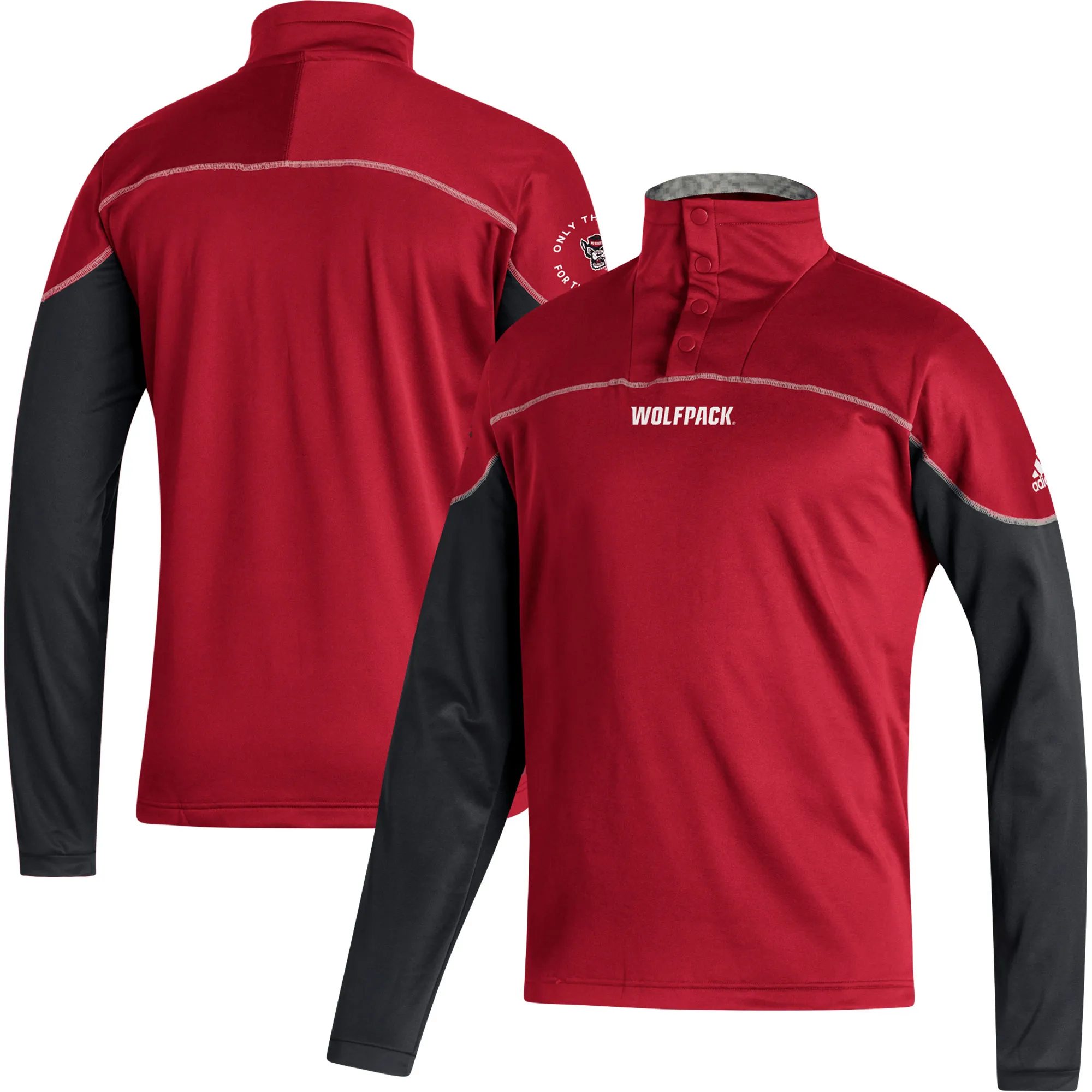 adidas NC State Wolfpack Red AEROREADY Knit Quarter-Snap Jacket