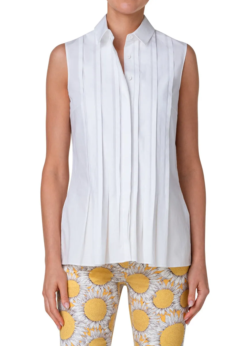 Akris Punto Sleeveless Tuck Detail Cotton Top