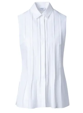 Akris Punto Sleeveless Tuck Detail Cotton Top