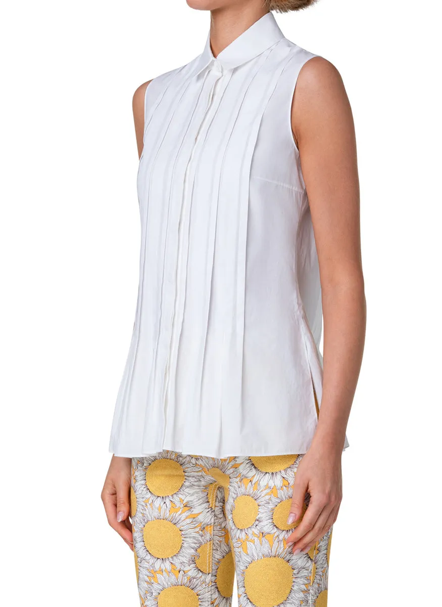 Akris Punto Sleeveless Tuck Detail Cotton Top