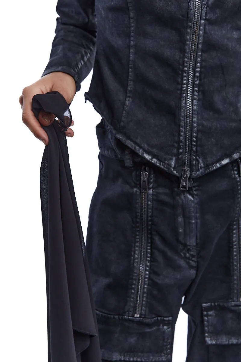 BLACK COATED STRETCH SKINNY JACKET