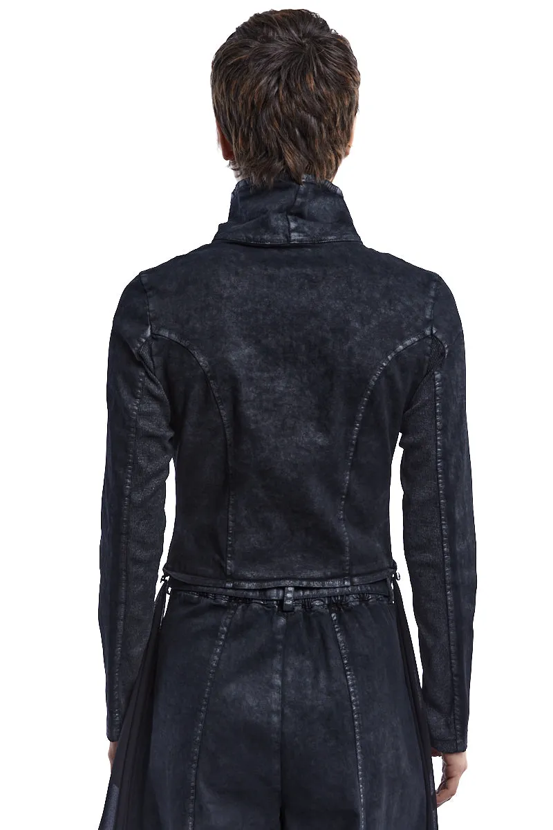 BLACK COATED STRETCH SKINNY JACKET