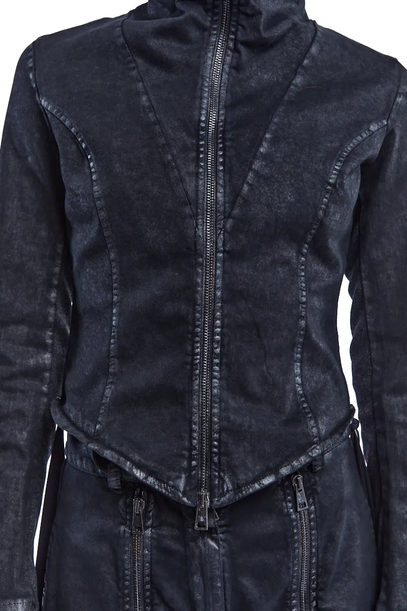 BLACK COATED STRETCH SKINNY JACKET