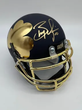 Brady Quinn Signed Notre Dame Blue Shamrock Tradition Mini Helmet