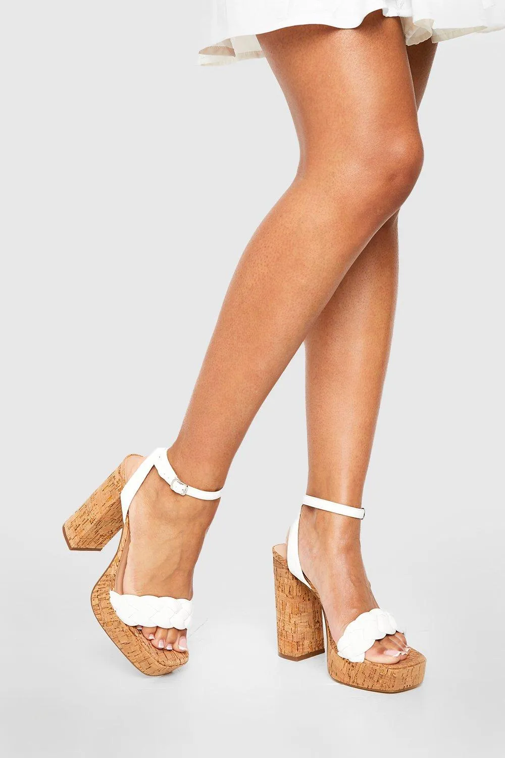 Braid Detail Platform Cork 2 Part Sandals