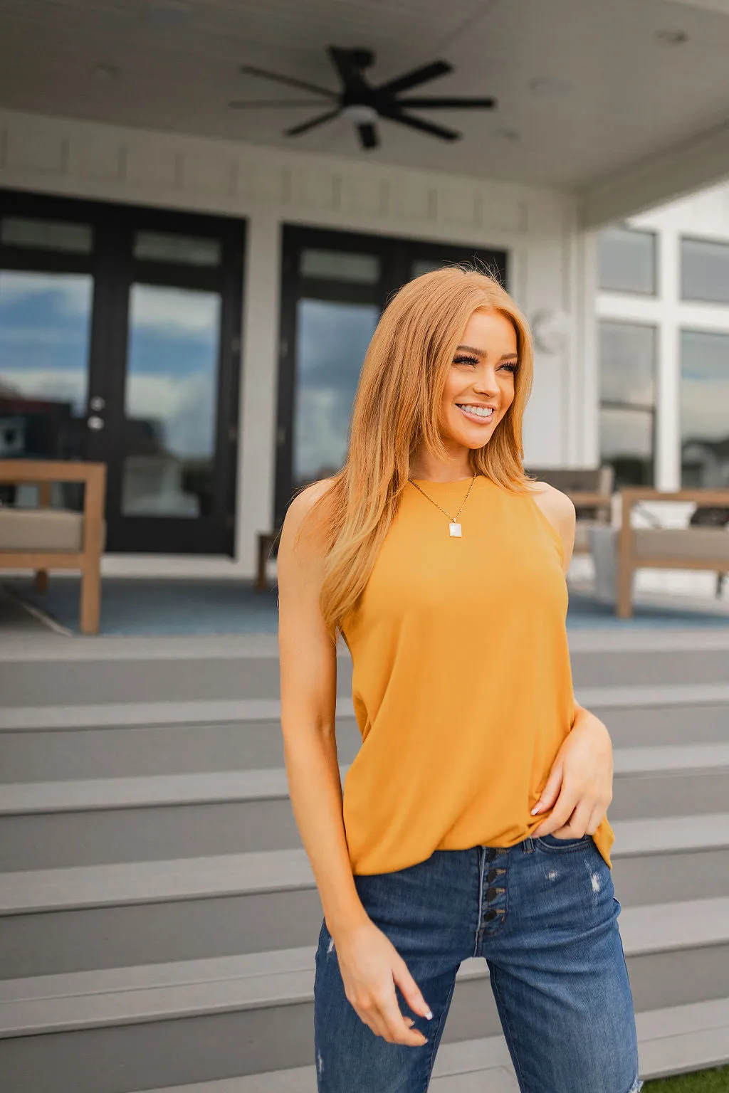 Can't Wait for Spring Hi-Low Sleeveless Top in Mustard