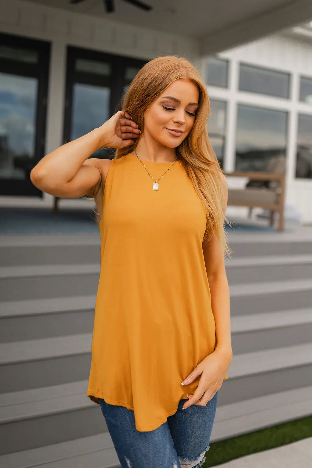 Can't Wait for Spring Hi-Low Sleeveless Top in Mustard