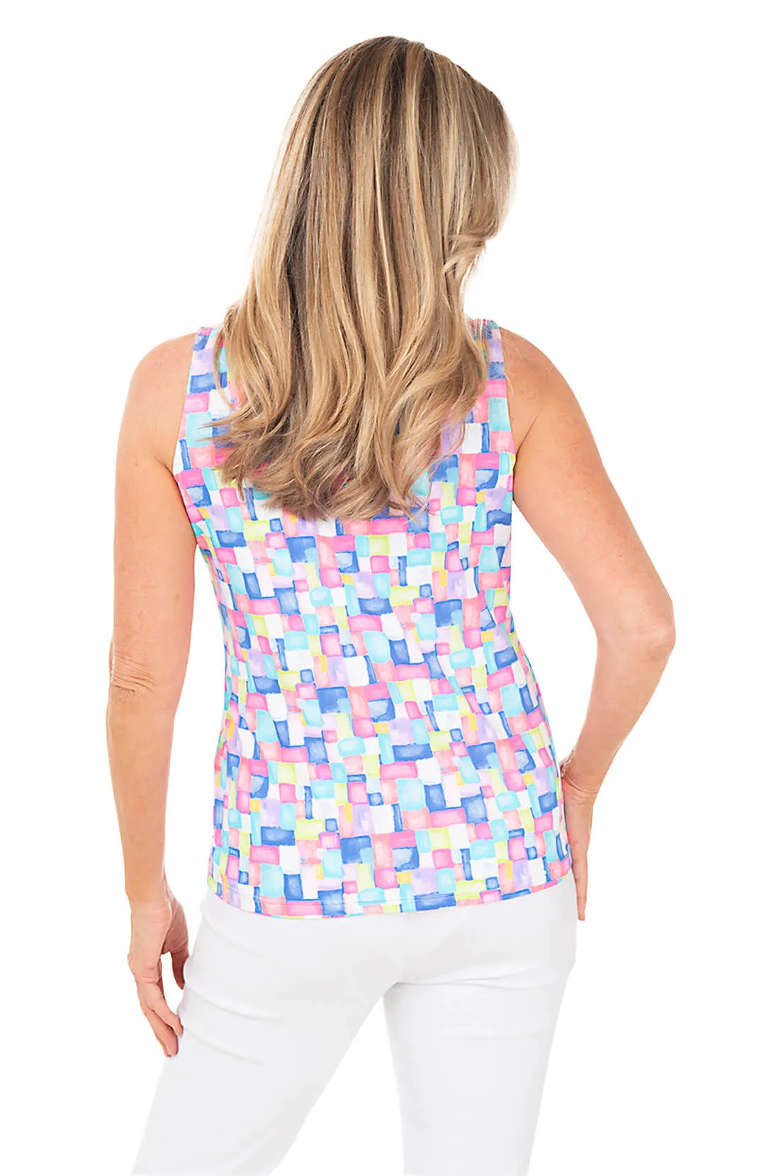 Colorful Cubes Cooling UPF50+ Sleeveless Zip Top