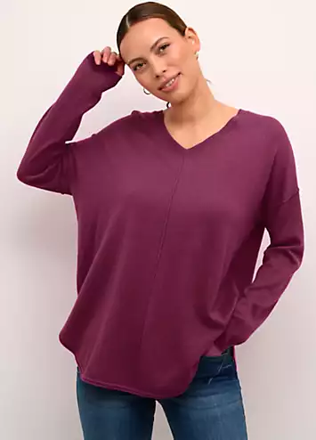 Cream Anva Loose Fit V-Neck Pullover | Grattan