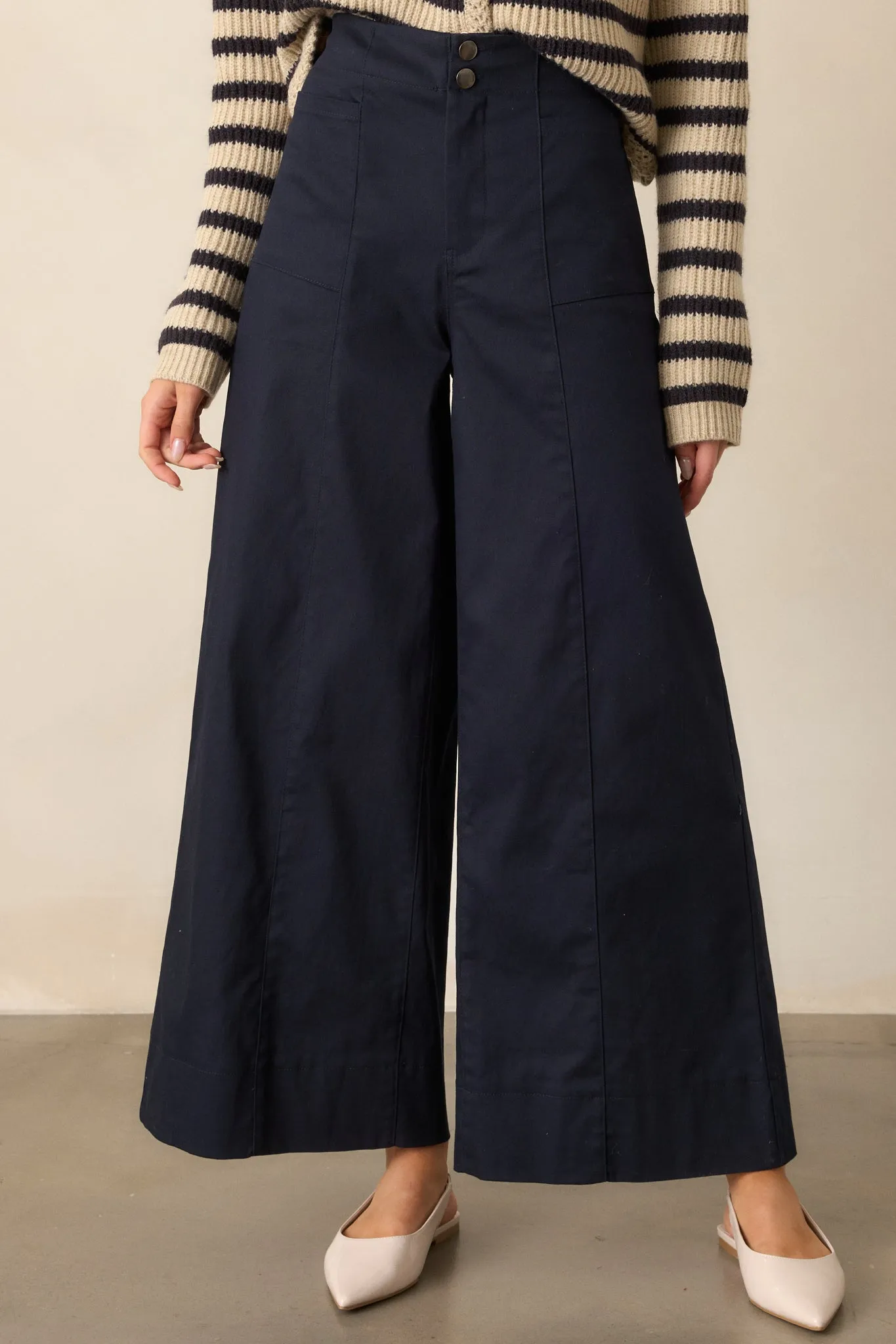 Daylight Glimmer Navy Wide Leg Pants