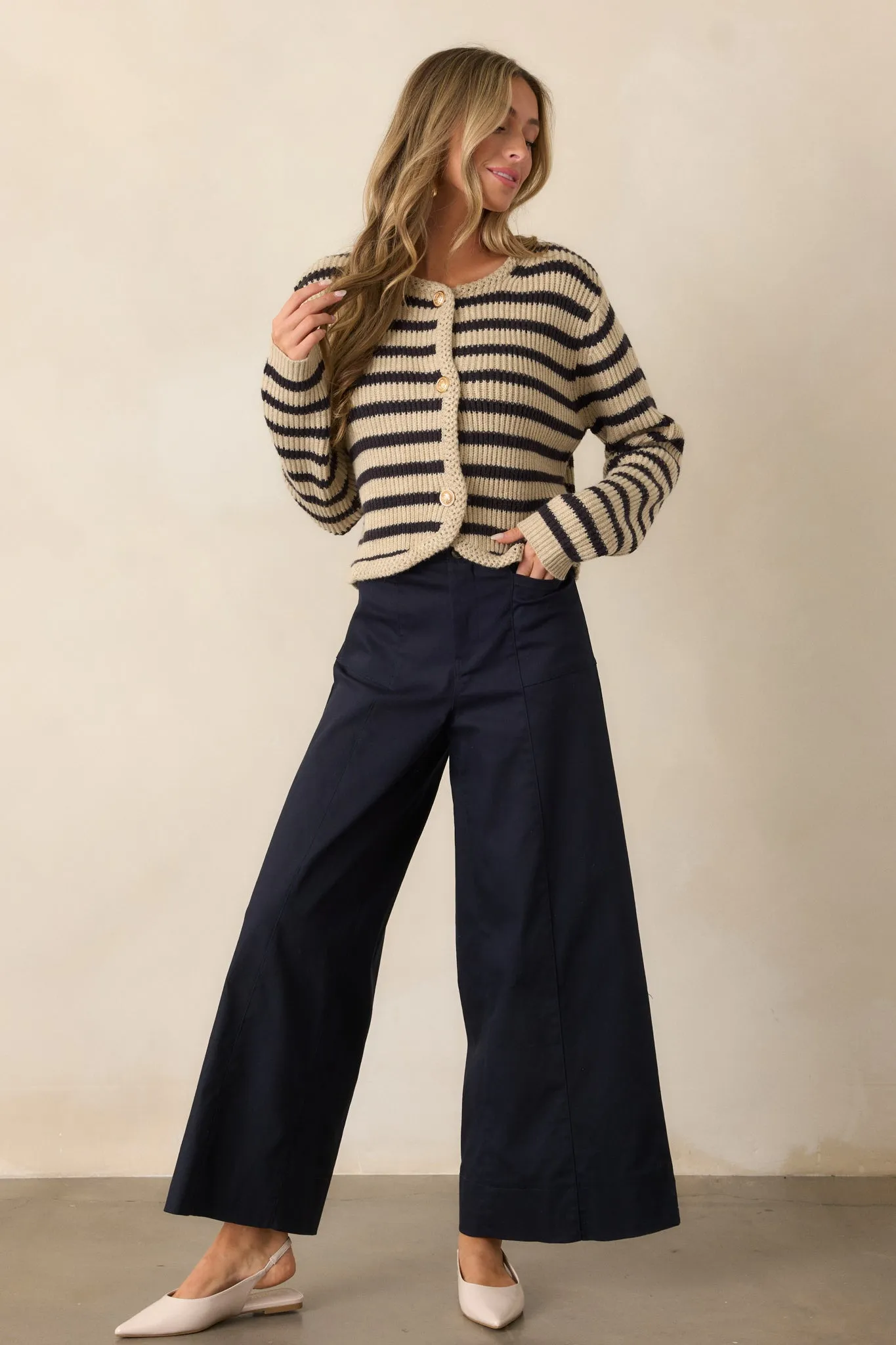 Daylight Glimmer Navy Wide Leg Pants