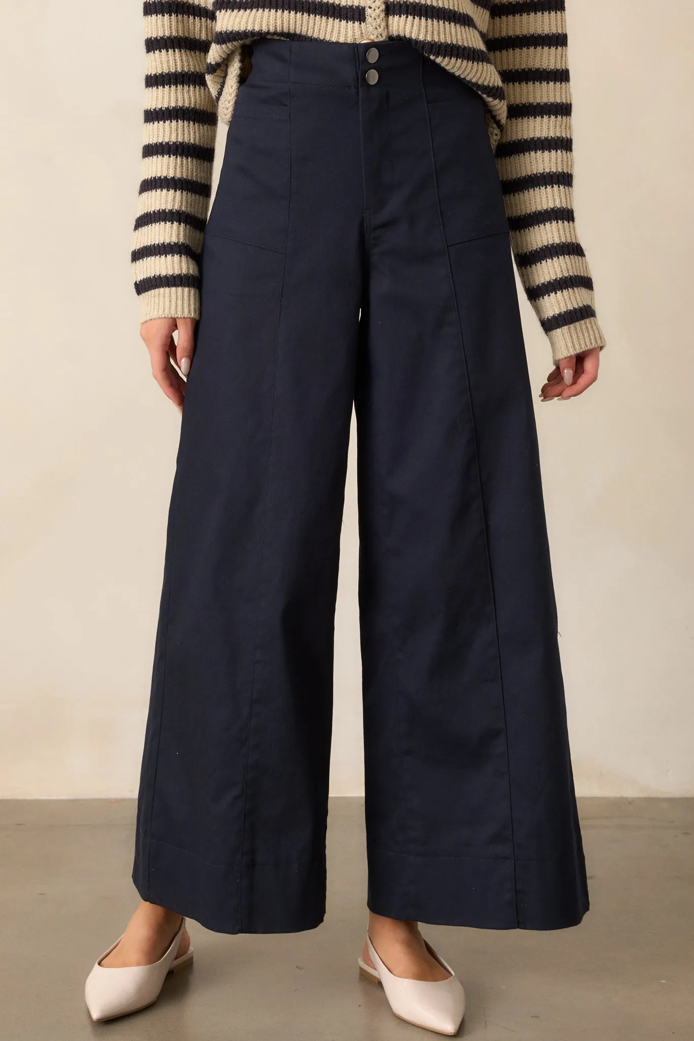 Daylight Glimmer Navy Wide Leg Pants