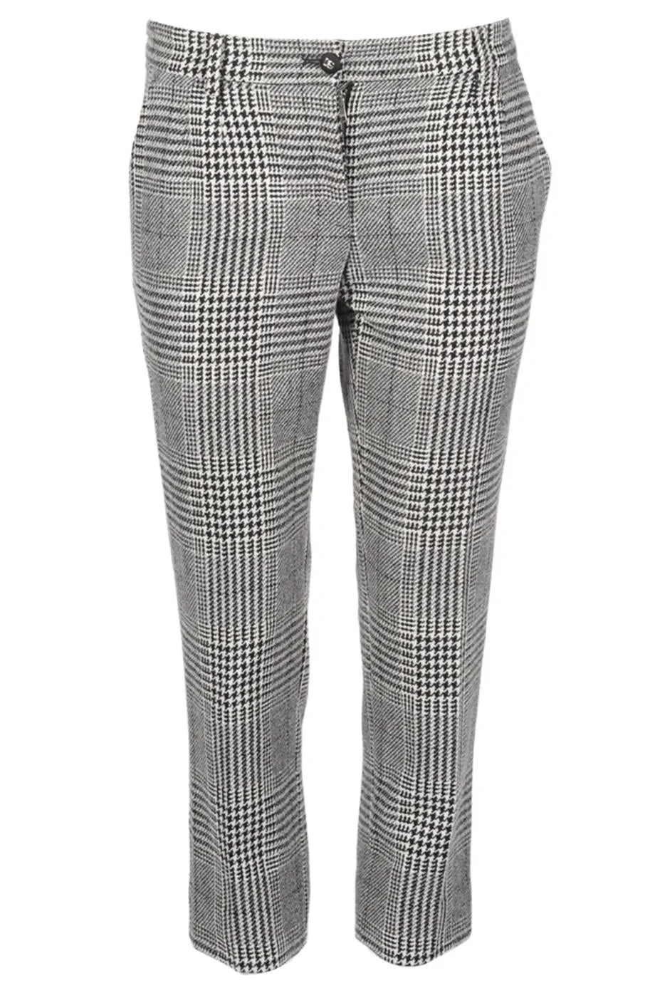 DOLCE AND GABBANA HOUNDSTOOTH WOOL STRAIGHT LEG PANTS IT 42 UK 10