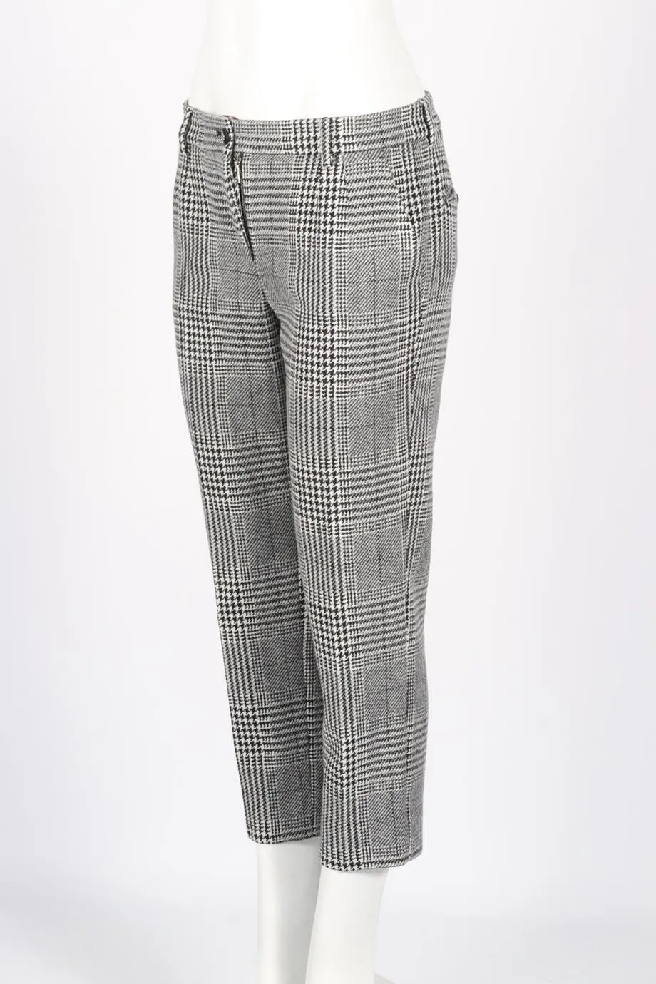 DOLCE AND GABBANA HOUNDSTOOTH WOOL STRAIGHT LEG PANTS IT 42 UK 10