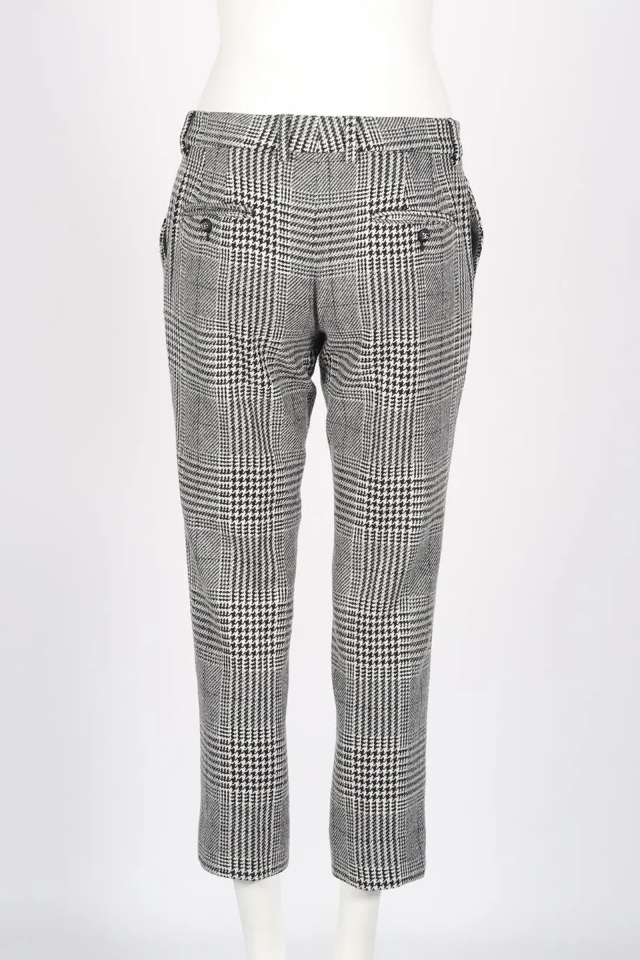 DOLCE AND GABBANA HOUNDSTOOTH WOOL STRAIGHT LEG PANTS IT 42 UK 10