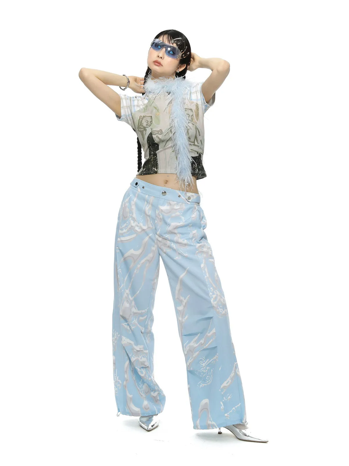 Drawstring 2way Wide Casual Cute Pants