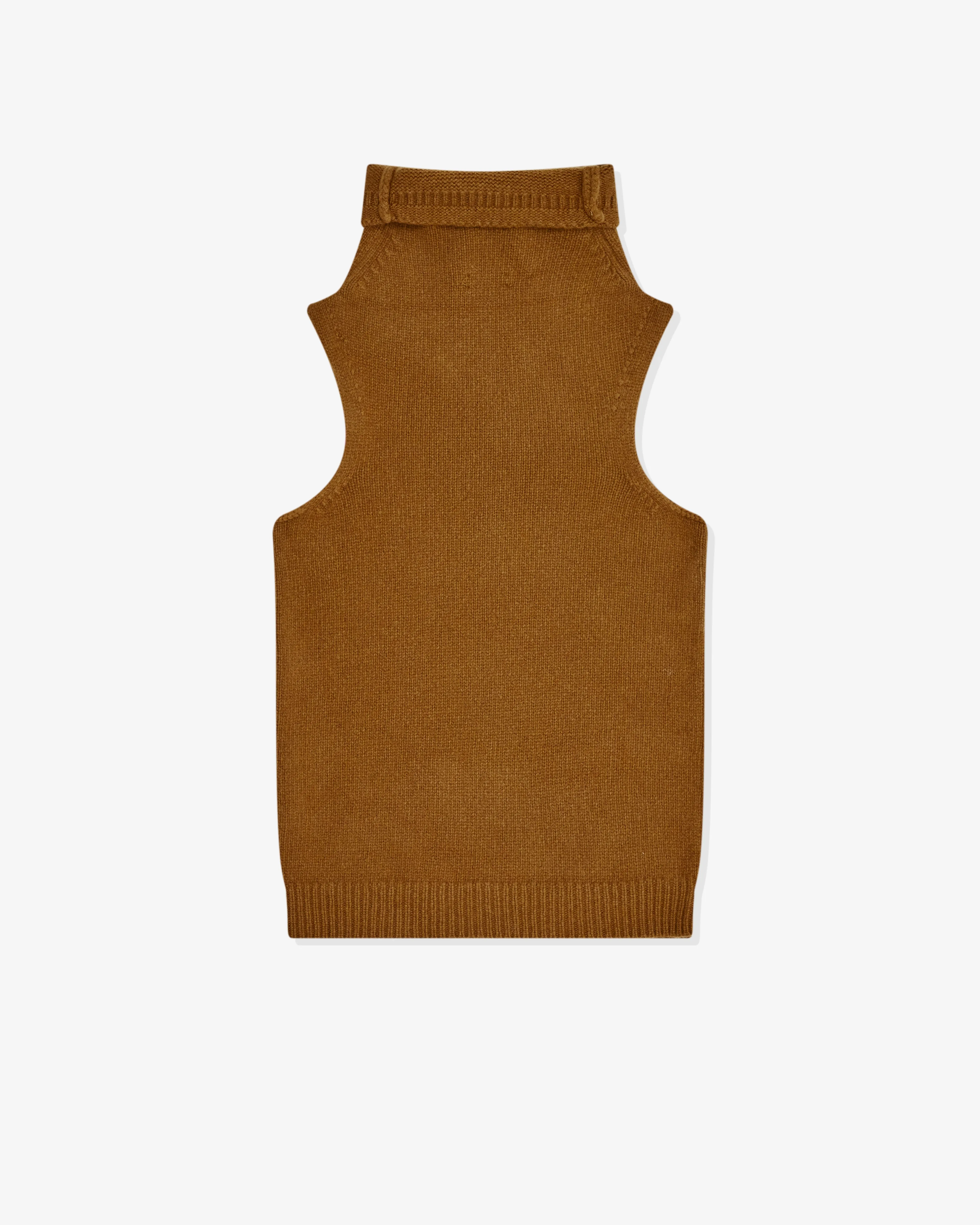 Dries Van Noten Women's Funnel Neck Sleeveless Top  Camel