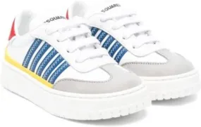 DSQUARED2 KIDS colour-block panelled leather sneakers White