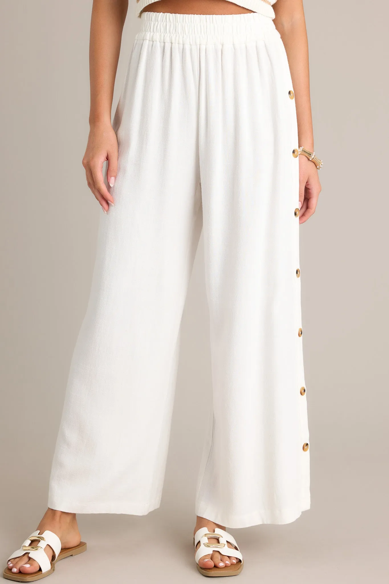 Effortless Glam Ivory Wide Leg Pants