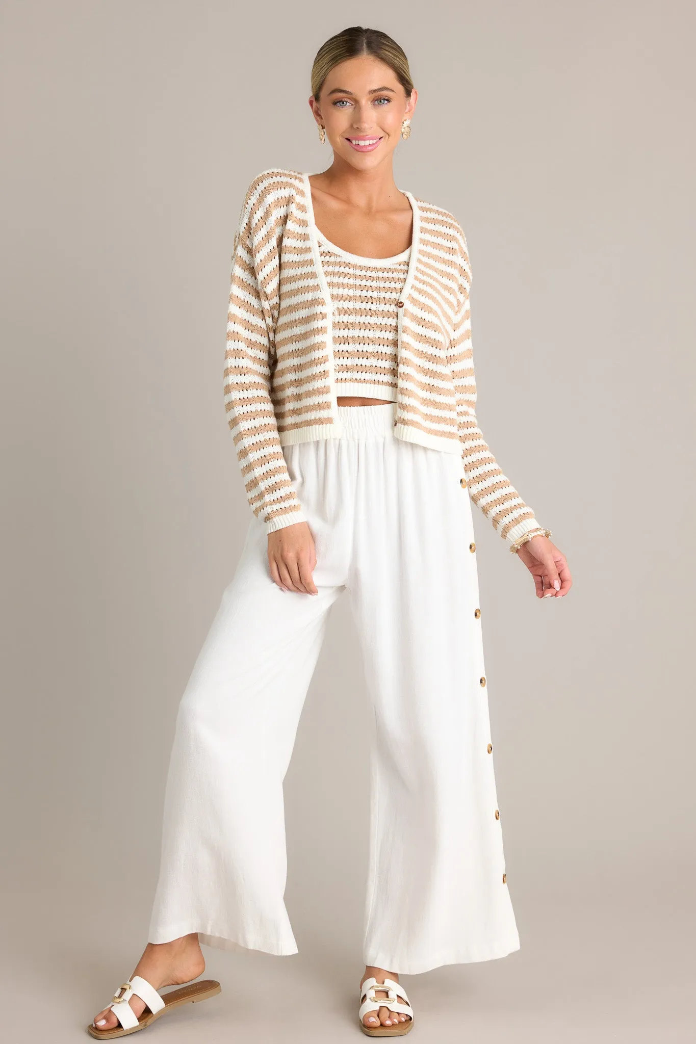 Effortless Glam Ivory Wide Leg Pants