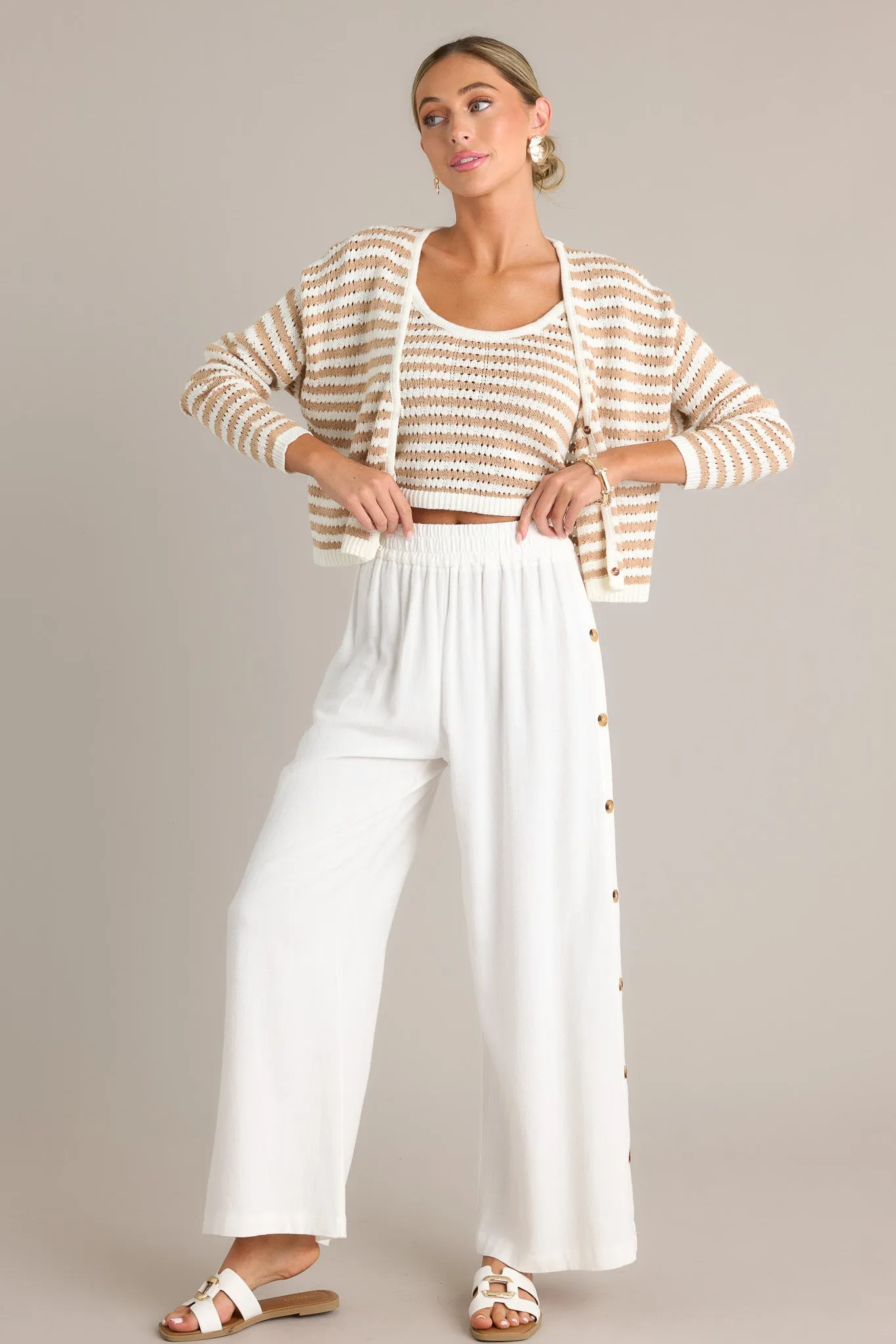 Effortless Glam Ivory Wide Leg Pants