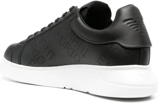 Emporio Armani Icon logo-perforated leather sneakers Black