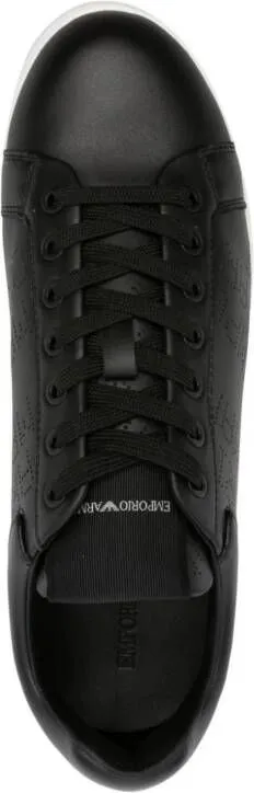 Emporio Armani Icon logo-perforated leather sneakers Black