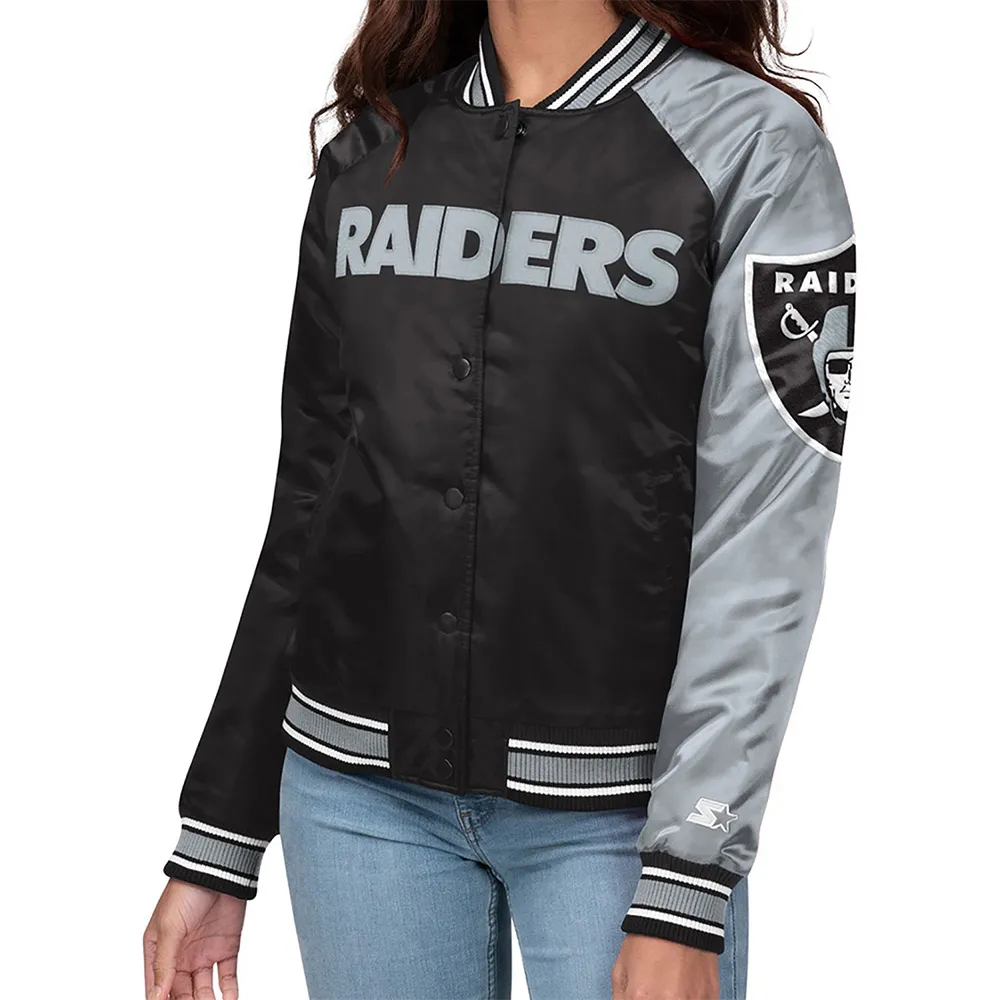 Endzone Las Vegas Raiders Black and Gray Satin Jacket