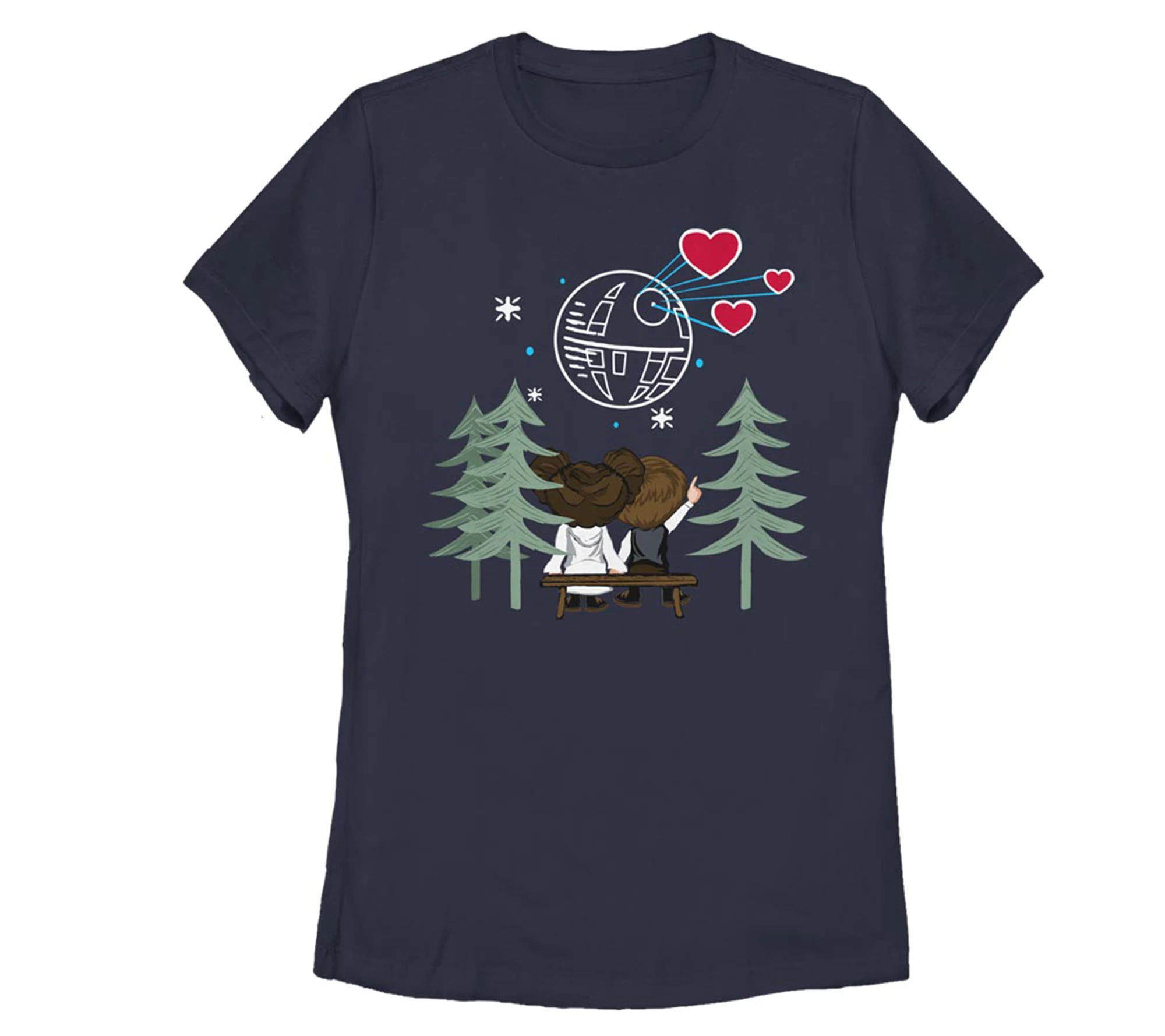 Fifth Sun Women's Star Wars VDay Leia Navy Tee