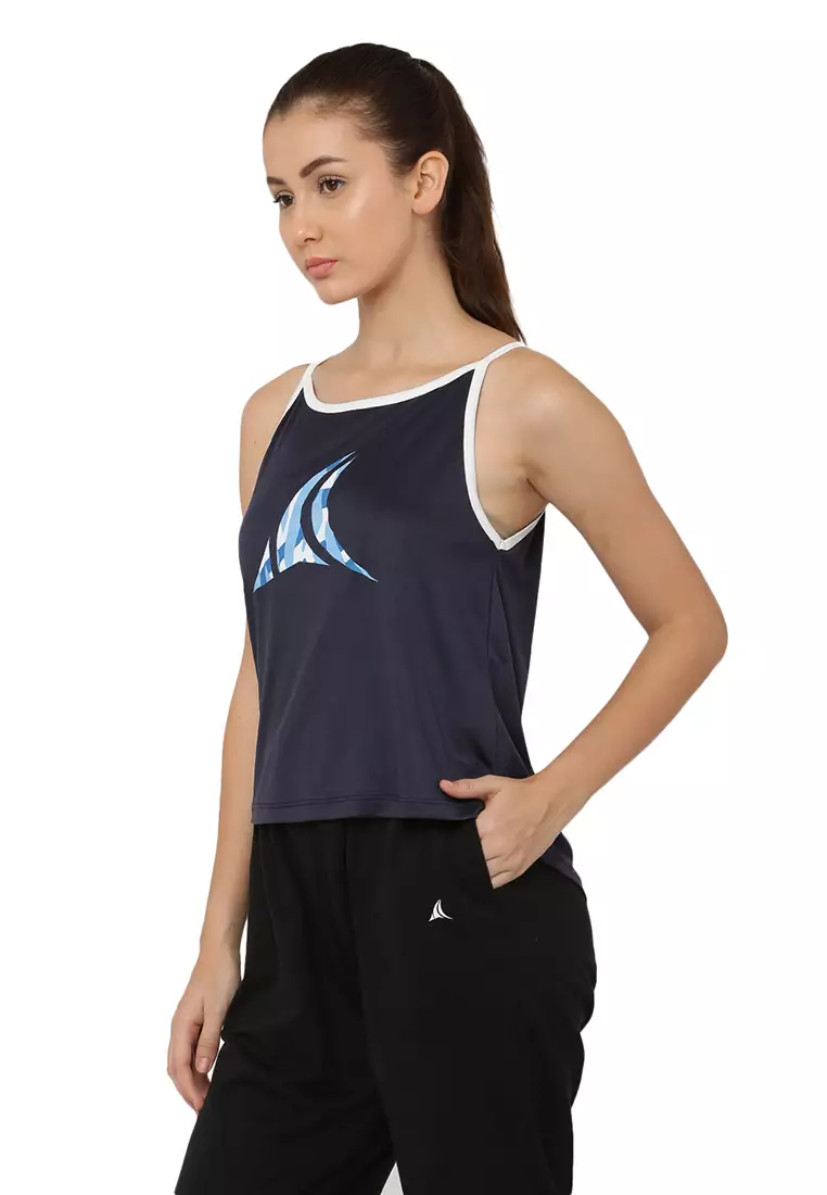 Fitleasure Women's Training/Running Blue Sleeveless Top