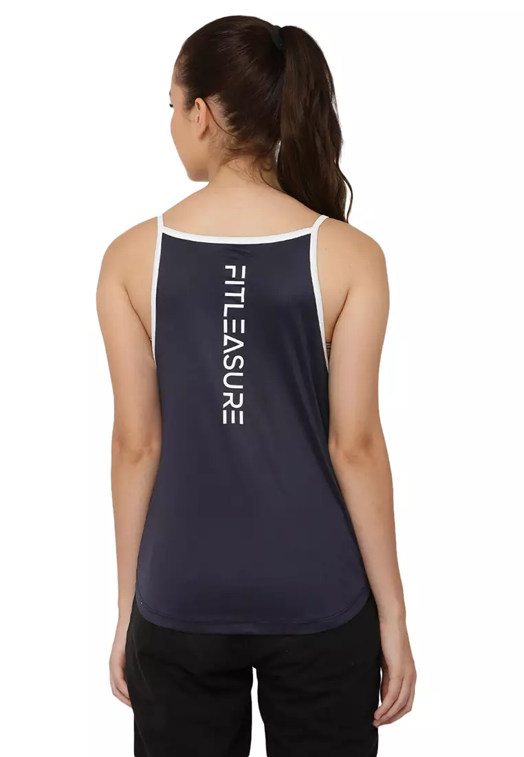 Fitleasure Women's Training/Running Blue Sleeveless Top