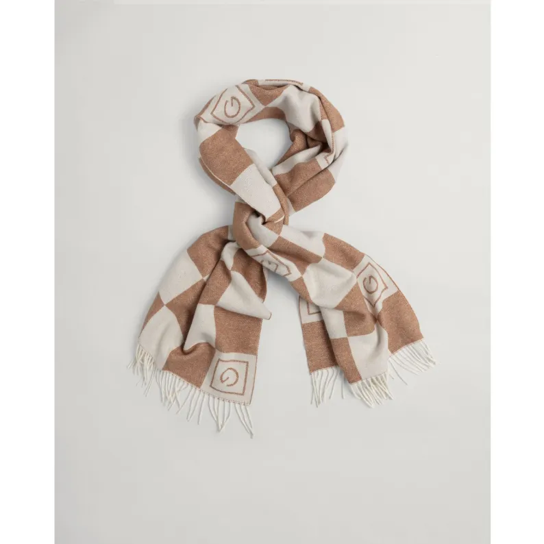 GANT Tonal Check Wool Scarf 4920144 - Roasted Walnut