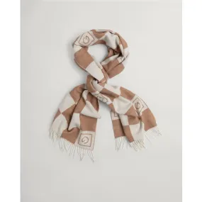 GANT Tonal Check Wool Scarf 4920144 - Roasted Walnut