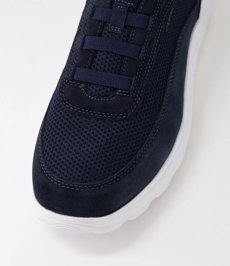 GEOX U Spherica B Navy Suede Mesh Sneakers