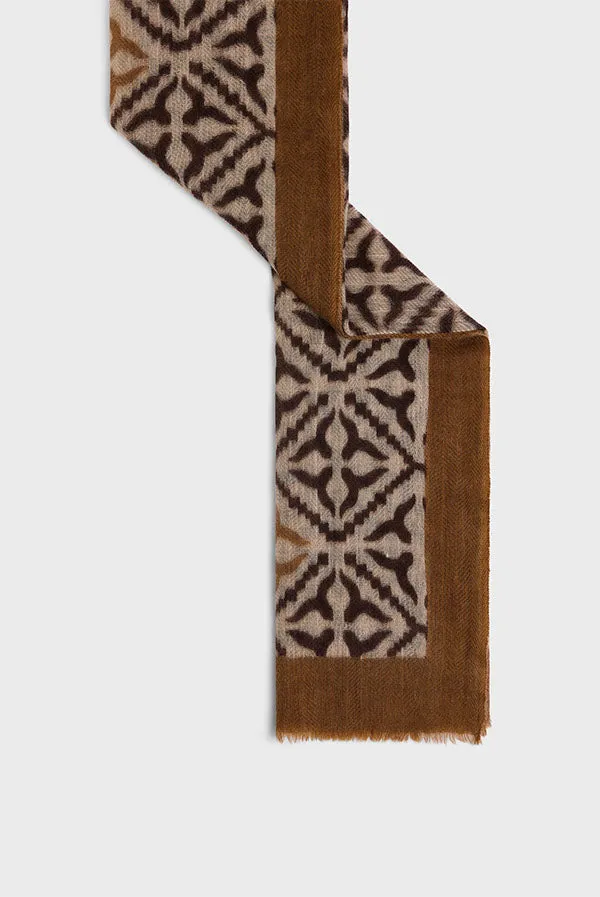 Gerard Darel DYLANE BEIGE PRINTED WOOL CASHMERE SCARF