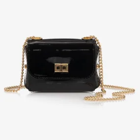 Girls Black Patent Leather Bag (12cm)