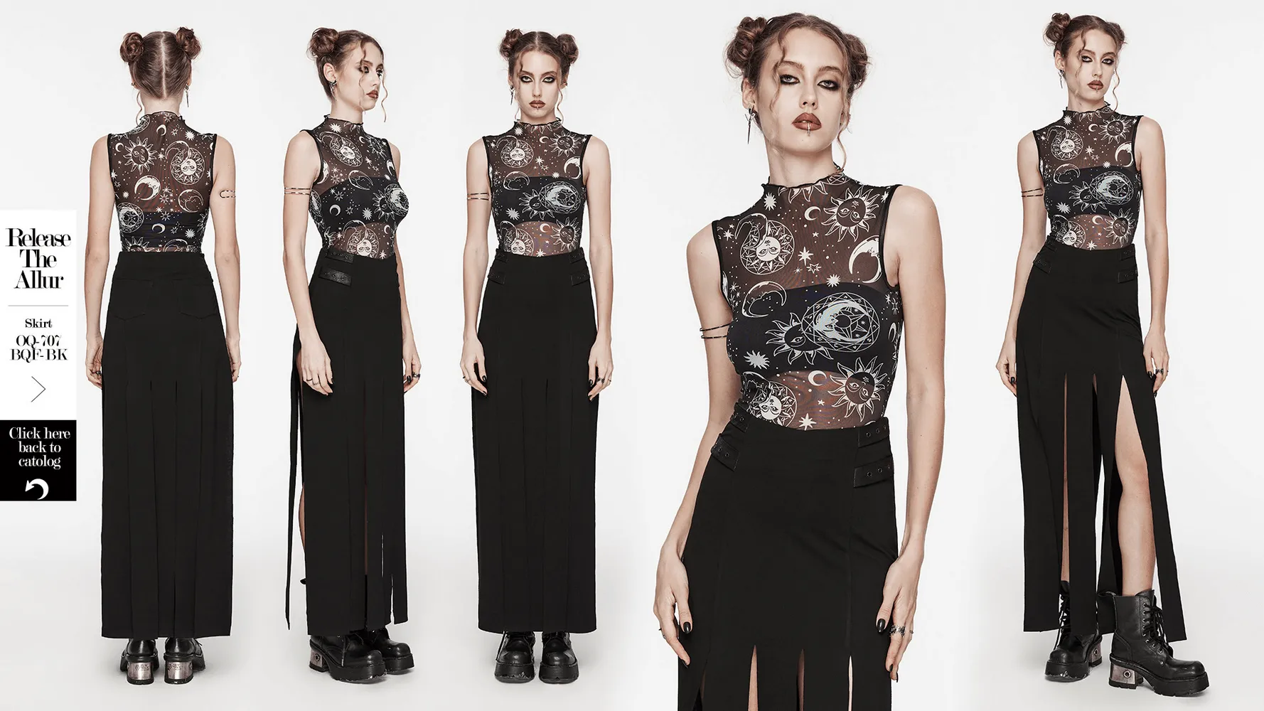 Gothic Black Mesh Sun and Moon Sleeveless Top