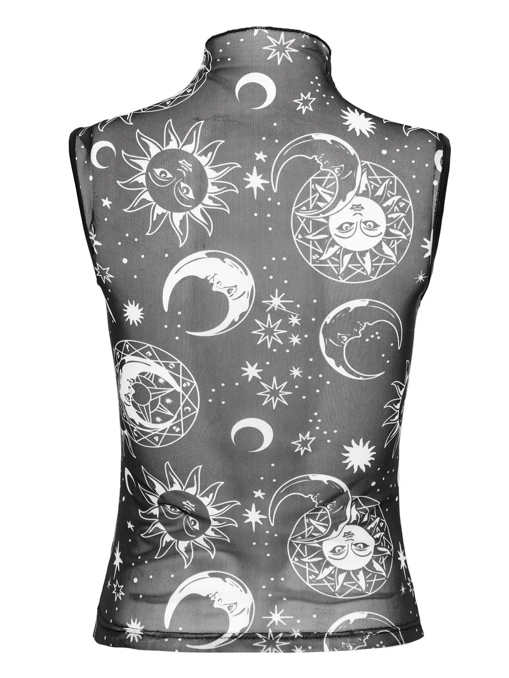 Gothic Black Mesh Sun and Moon Sleeveless Top