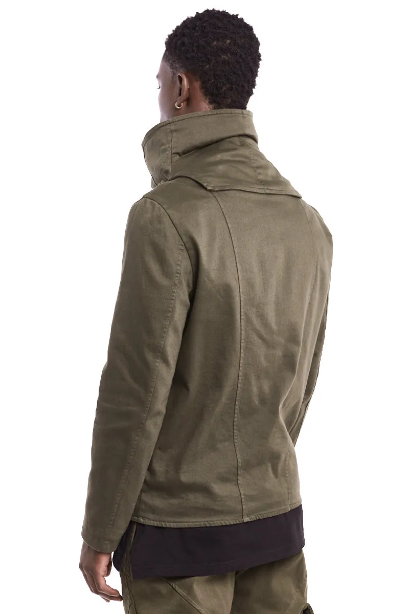 GREEN STRETCH GABARDINA ZIPPED JACKET