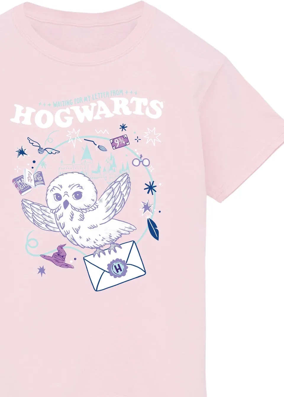 Harry Potter Kids Baby Pink Hedwig Letter Printed T-Shirt (3-13 yrs)