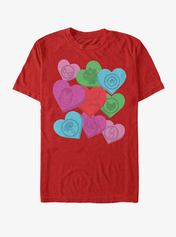 Hot Topic Marvel Avengers Candy Hearts T-Shirt