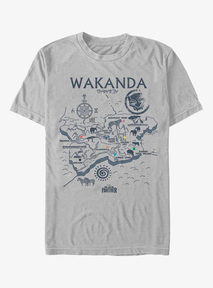 Hot Topic Marvel Black Panther Wakanda Map T-Shirt