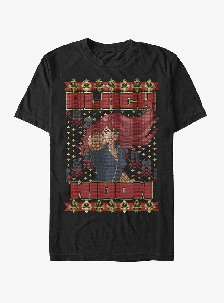 Hot Topic Marvel Black Widow Ugly Christmas T-Shirt