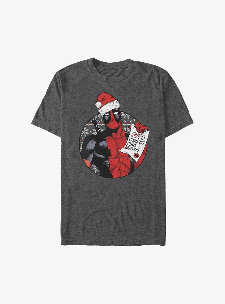 Hot Topic Marvel Deadpool Dad Is On the Naughty List Holiday T-Shirt