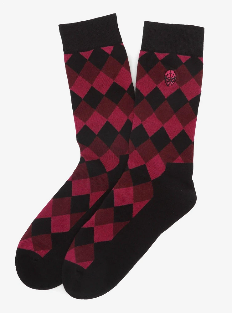 Hot Topic Marvel Spider-Man Argyle Red Socks