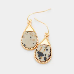 iLLASPARKZ Teardrop Marvel Stone Gold Metal Trim Earrings