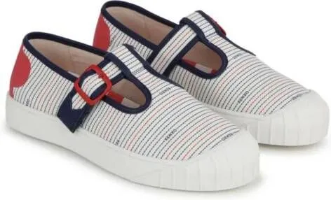 Kenzo Kids stripe-print buckled sneakers White